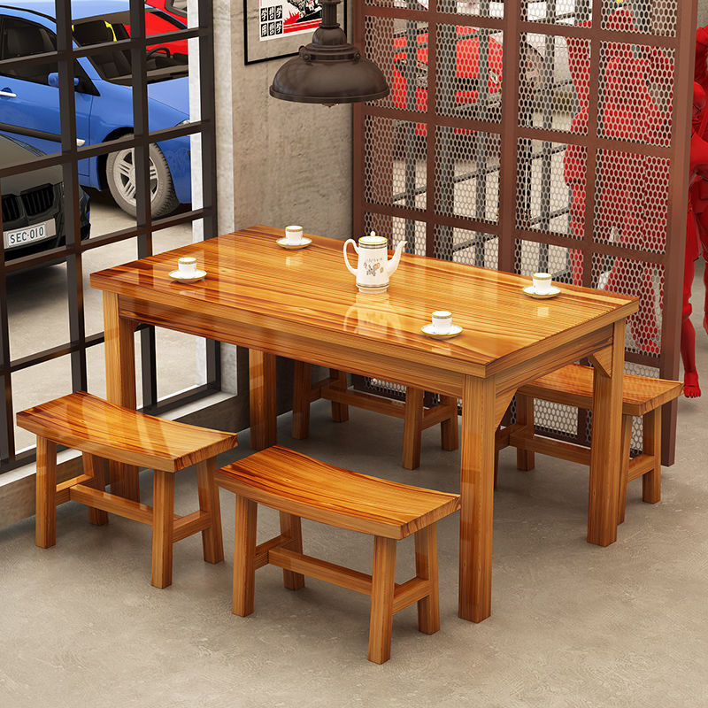 Solid Wood Restaurant Dining Table Noodle Shop Snack Bar Table Fast ...