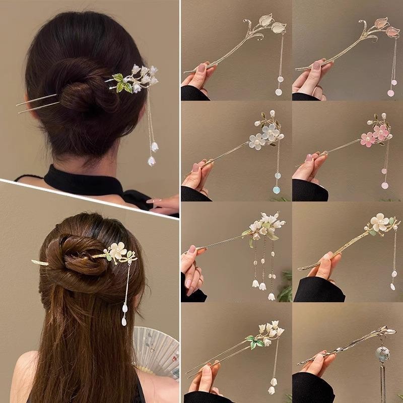 Flower Tassel Wooden Hair Pin Chinese Style Antique Hairpin Hair ...