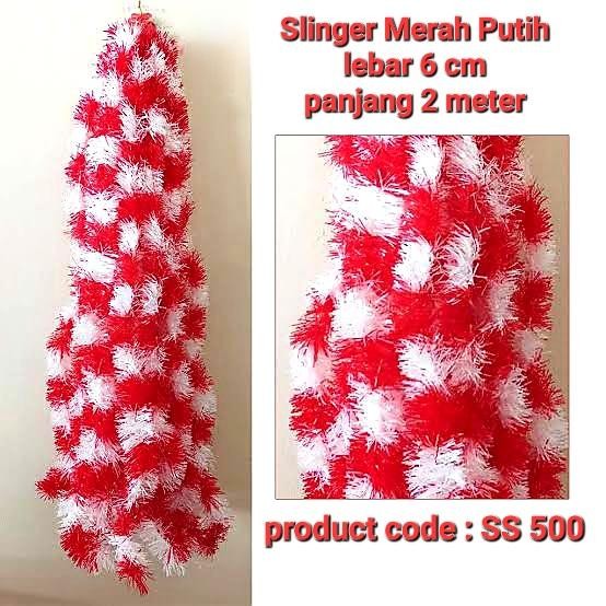 MERAH 2m Red and White Slinger Tinsel Selinger Red and White Flag ...