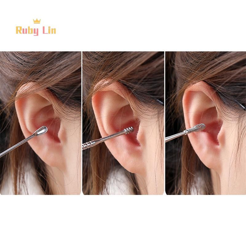 Ruby Lin 6Pcs/set Ear Cleaner Ear Wax Pickers Stainless Steel Earpick ...