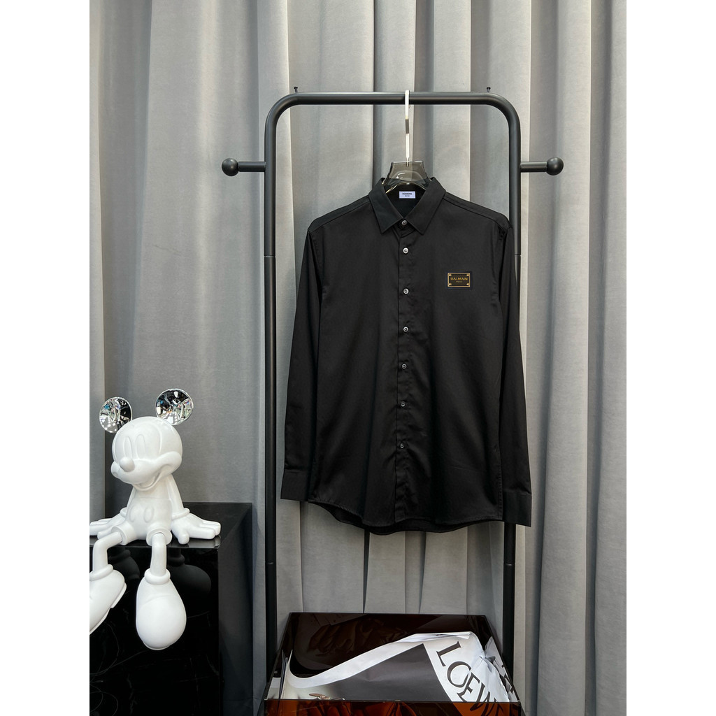 Balma1n Long Sleeve Shirt Men's Casual Solid Color 4XL Minimalist Style