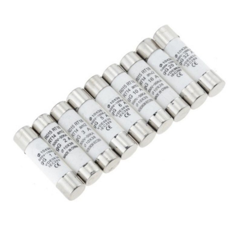 10PCS 10x38 Fast Blow Ceramic Fuse 10x38mm Fuse 500V For RO15 RT18 ...