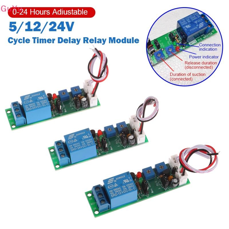GUYU DC 5V 12V 24V Adjustable Cycle Timer Delay Relay Module Delay On