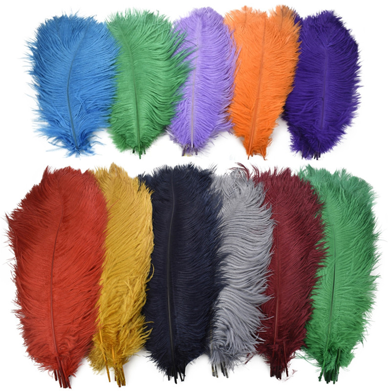 10Pcs/Lot Prime Colored Ostrich Feathers for Decoration 25-45cm Big ...