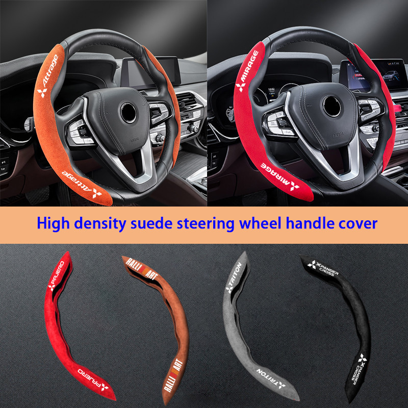 thumbnail image 2 of Genuine Leather Steering Wheel Cover For Mitsubishi Triton L200 2005+ – Black With Blue Stitches 2 of 6