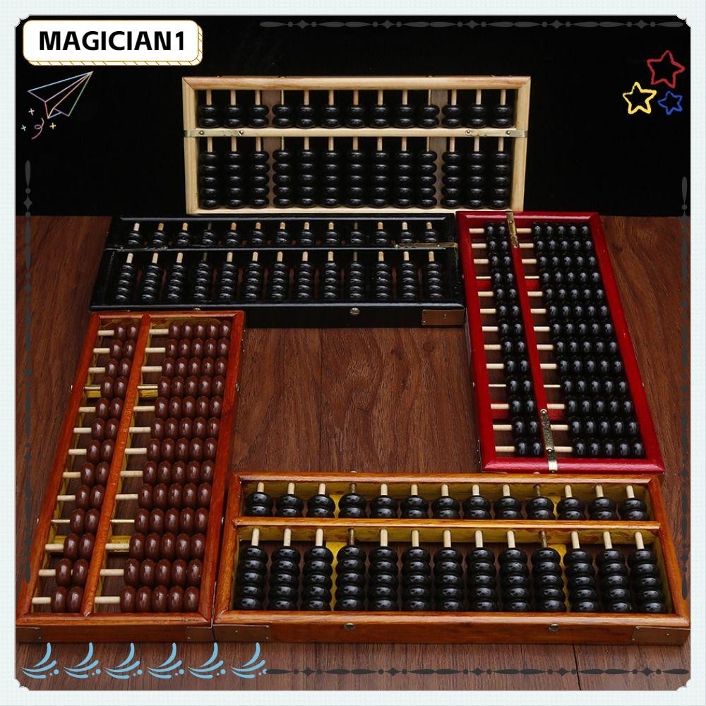 MAGICIAN1 Wooden Abacus, Wooden 13 Digits Calculation Bead, Montessori ...
