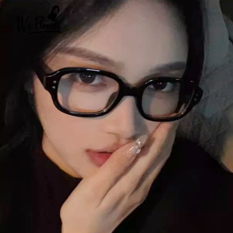 We Flower Cool Sweet Black Rectangle Frame Eyeglasses for Women Men ...