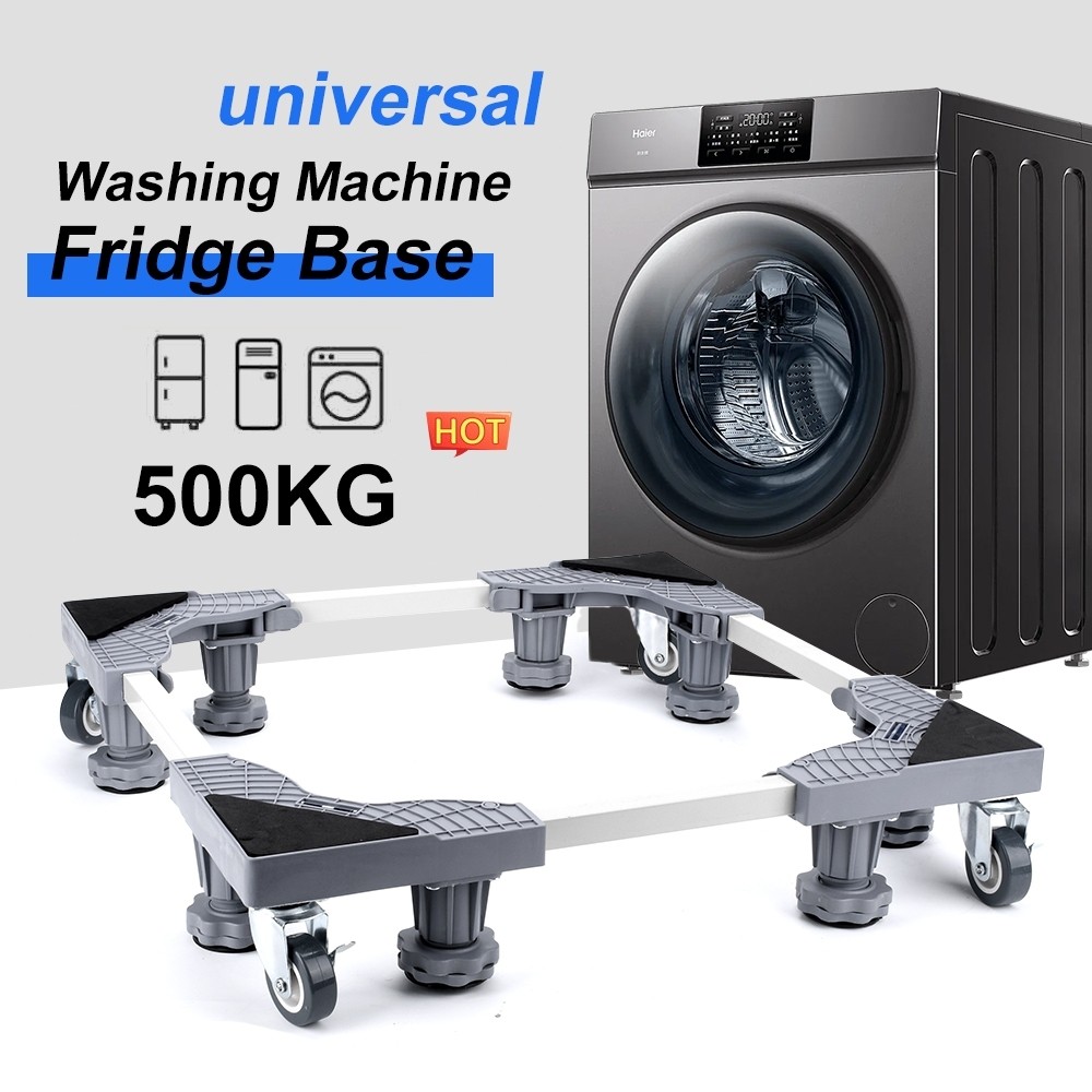 Adjustable Refrigerator / Washing Machine Stand with Wheels
