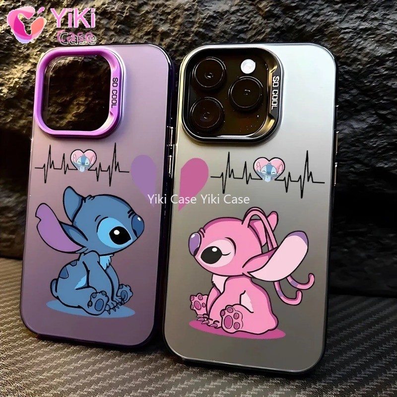 Disney Cute Stitch Angel Couple Love Phone Case For iPhone 15 14 13 12