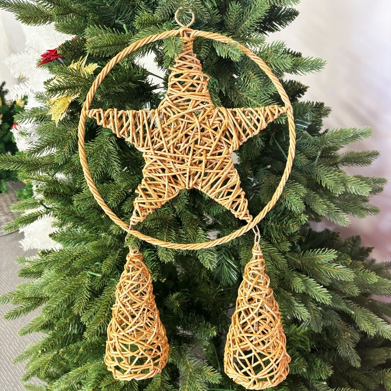 Christmas Parol Rattan Handmade Five-pointed Star Hanging Ornaments For ...