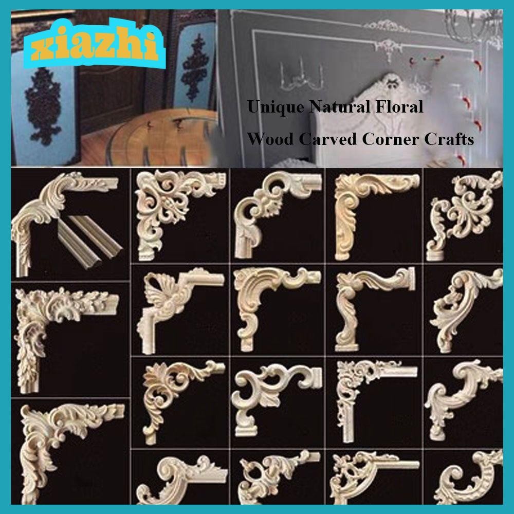 XIAZHI Wood Carved Crafts, Natural Floral Unique Wooden Figurines