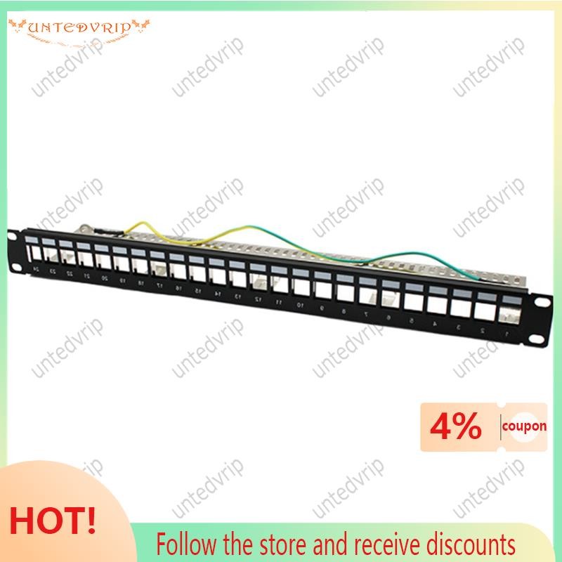 【untedvrip】 24 Port RJ45 Blank Patch Panel 1U 19 Inch All-Metal Rack ...