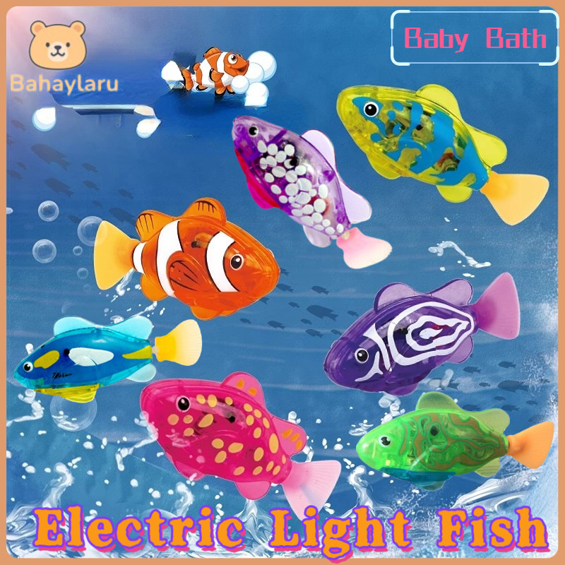 Transparent Electric Fish with Light Toy Kids Baby Shower Play Toy ...