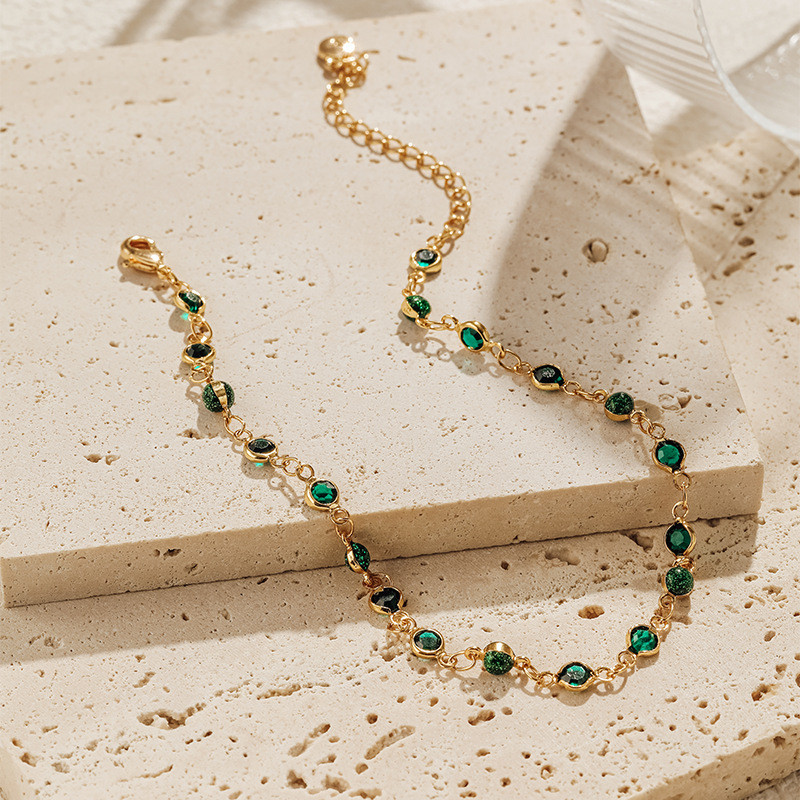 Classy Anklet Emerald Glass Material Niche Design High-End Anklet ...