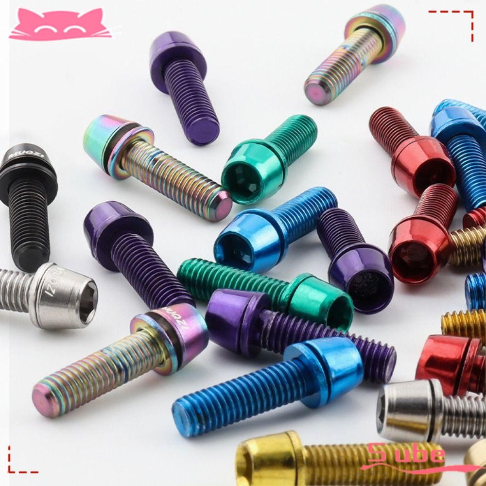SUBE 6PCS Stem Screw, M5x17mm with Washer Stem Bolts, Titanium-plated ...