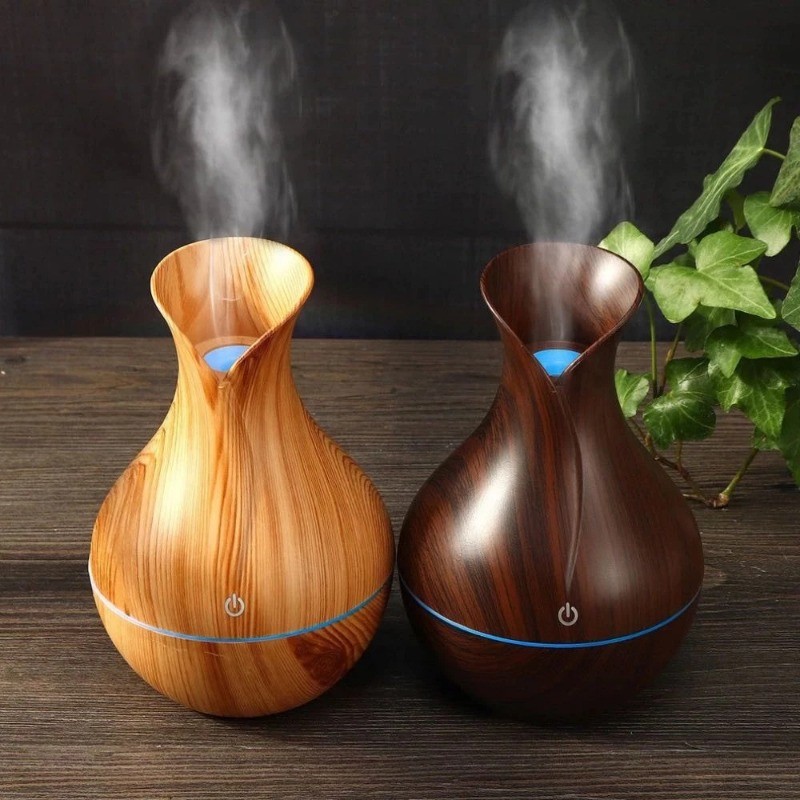 130ML Diffuser Humidifier USB Portable with 7 Color LED Lights Wood ...