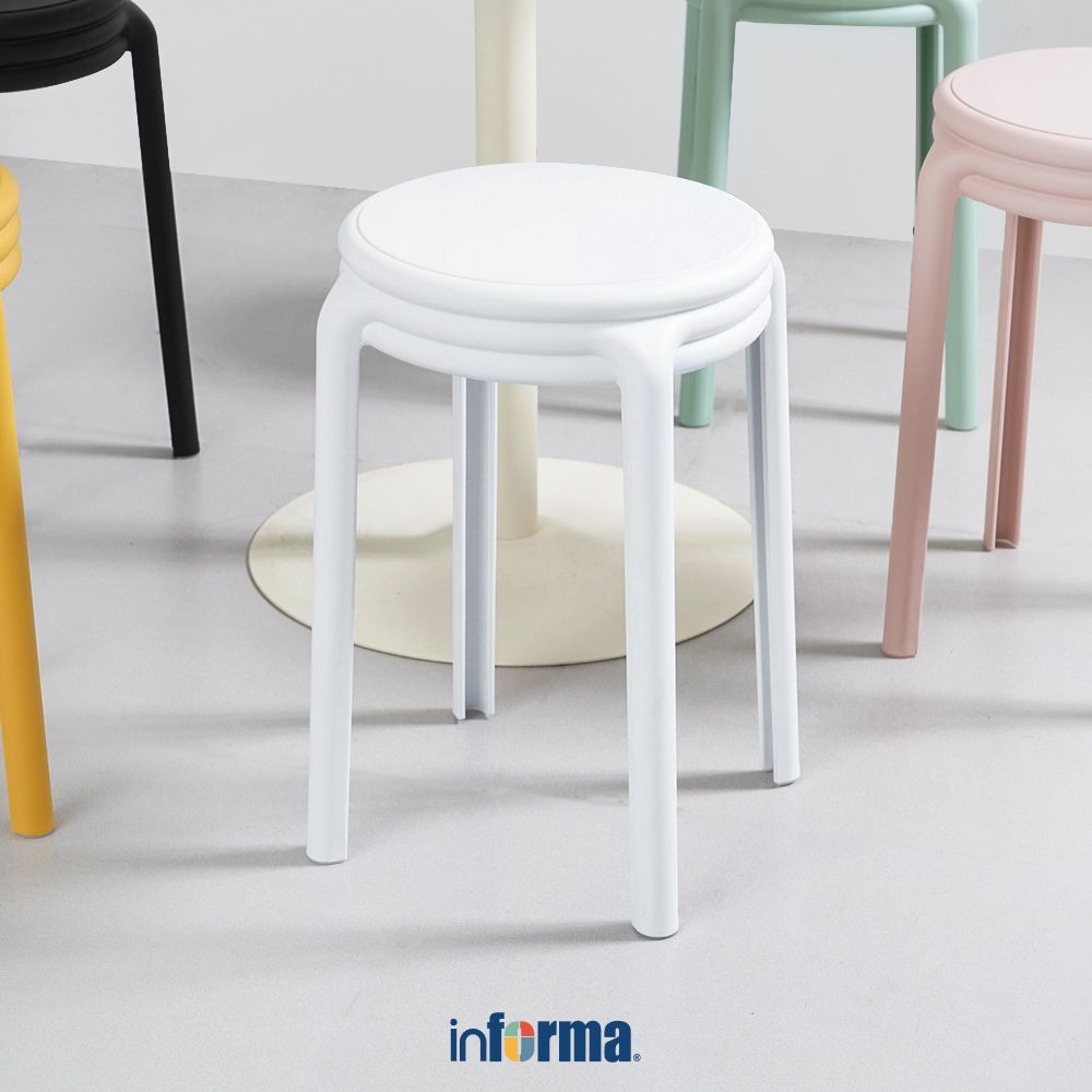 Informa Haldon Bench - White Multipurpose Stool Dining Bench Cafe ...