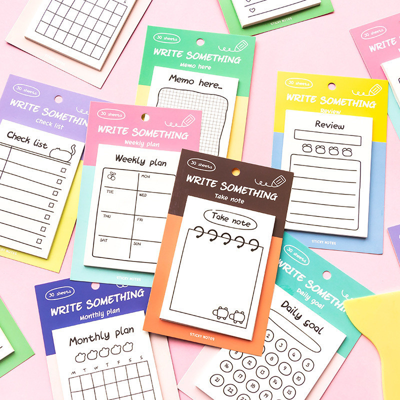 30 Pcs/pack to Do List Sticky Notes Assorted Colors Lined Self Stick ...