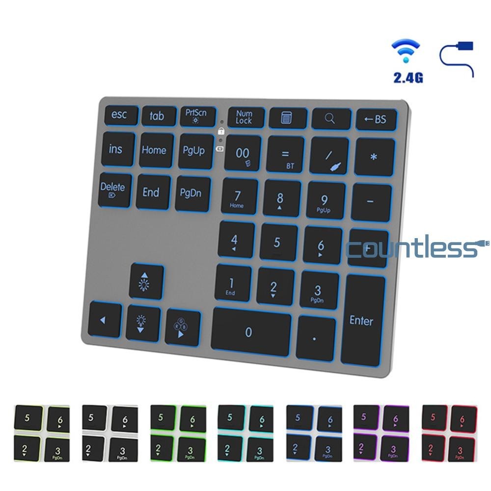 Backlight Numeric Keypad RGB Bluetooth Rechargeable Number Pad 35-Key ...