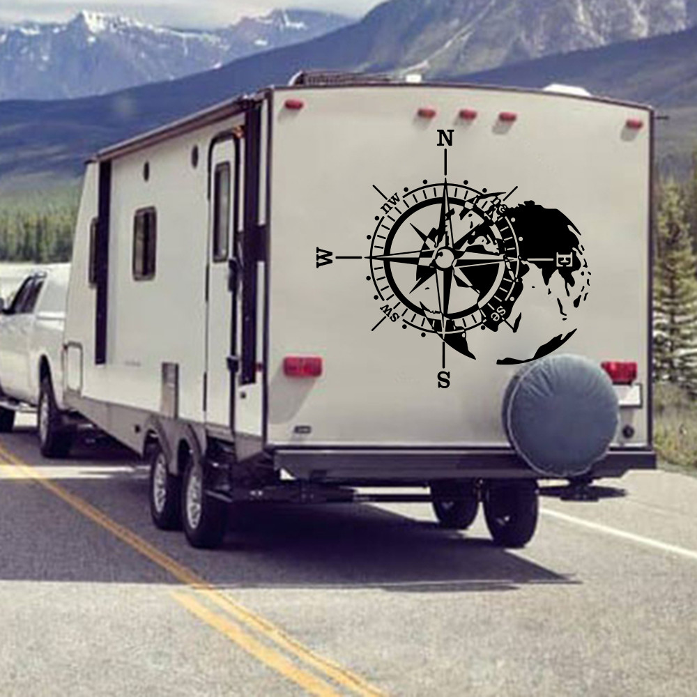 Compass World Map Camper Rv Car Truck Sticker Decal Explore Adventure ...
