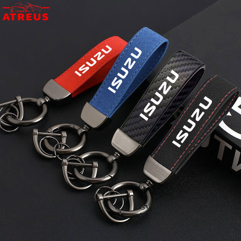 ISUZU Car Key Chain Fur Keychain Carbon Fiber Pure Color Buckle Fashion ...