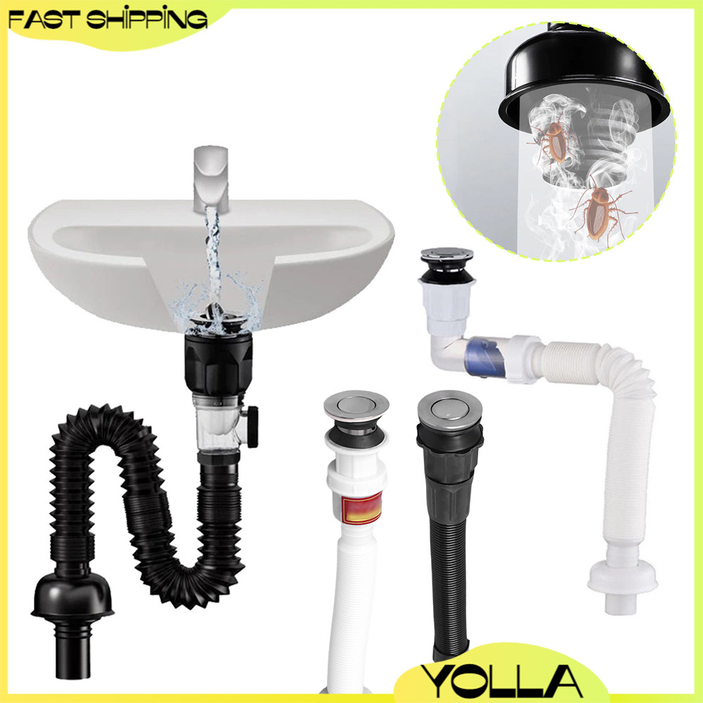 Universal Sink Drain Pipe Anti Odor Flexible Wash Basin Drain Pipe for