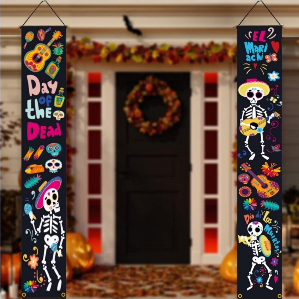 Day of The Dead Porch Banner Sugar Skull Dia De Los Muertos Mexican ...
