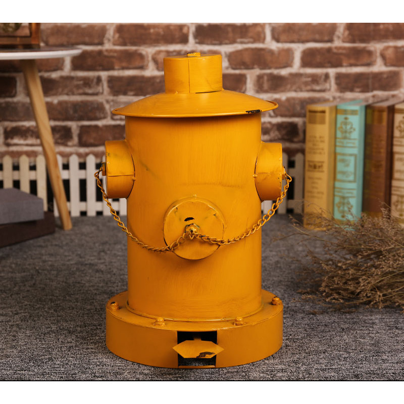 Poubelle Décorative Style Borne Incendie Rétro - En Fer, Dimensions 32x30.5x40 Cm, Avec Seau De Rangement - Pour Intérieur, Cuisine, Jardin, Décoration Industrielle