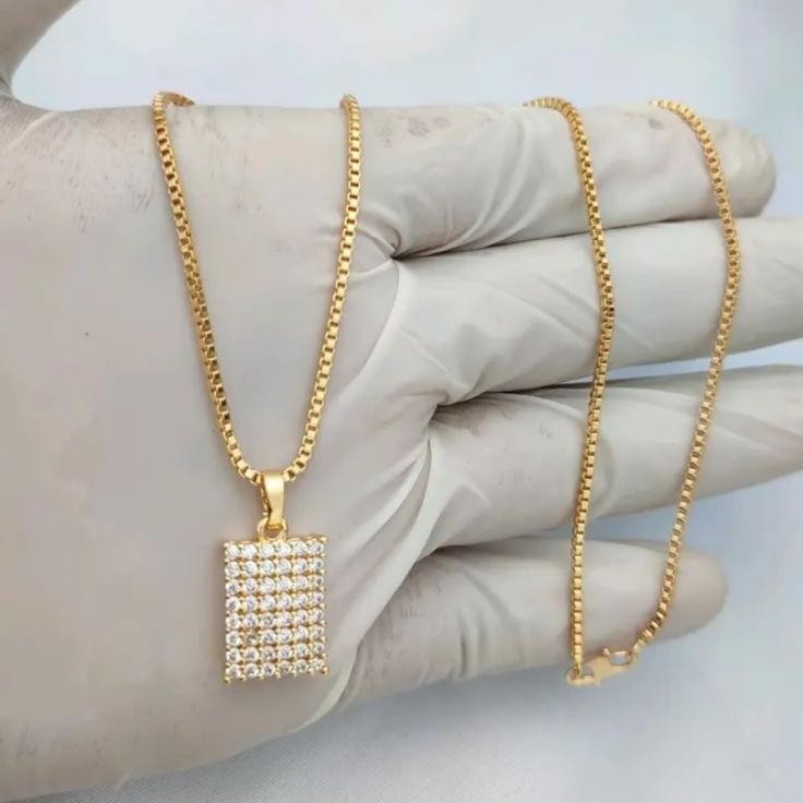 DBN - Luxury Ori Stainless Steel Elegant Square Pendant Gold Xp ...