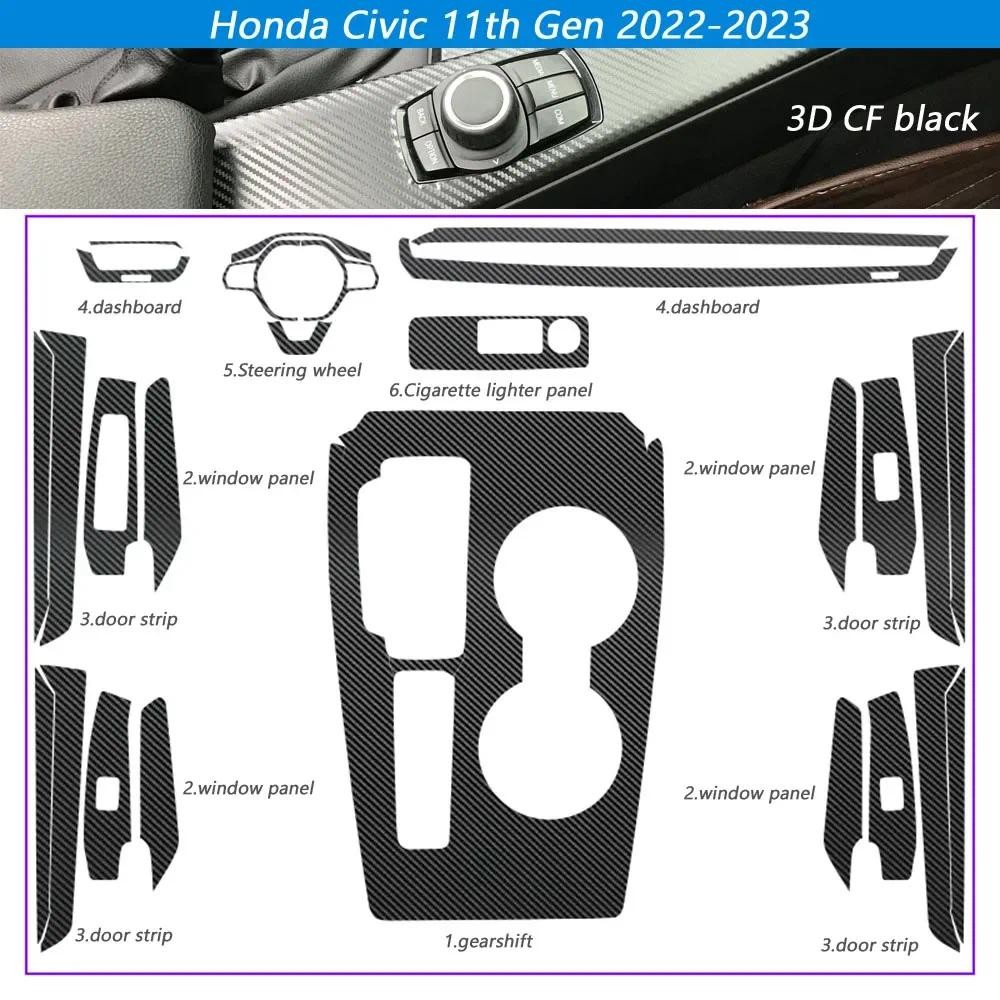 For Honda Civic 11th Gen 2022-2023 Self Adhesive Car Stickers Carbon