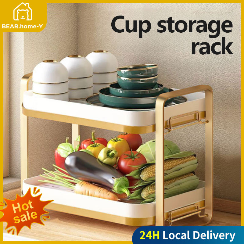 2-Tier Cup holder tea cup tea storage rack Desktop storage cup holder ...