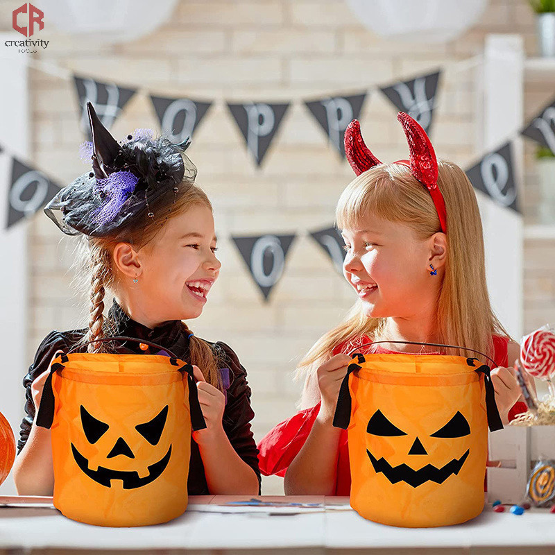 [CR] 1PC Collapsible Halloween Basket LED Light Halloween Trick Or