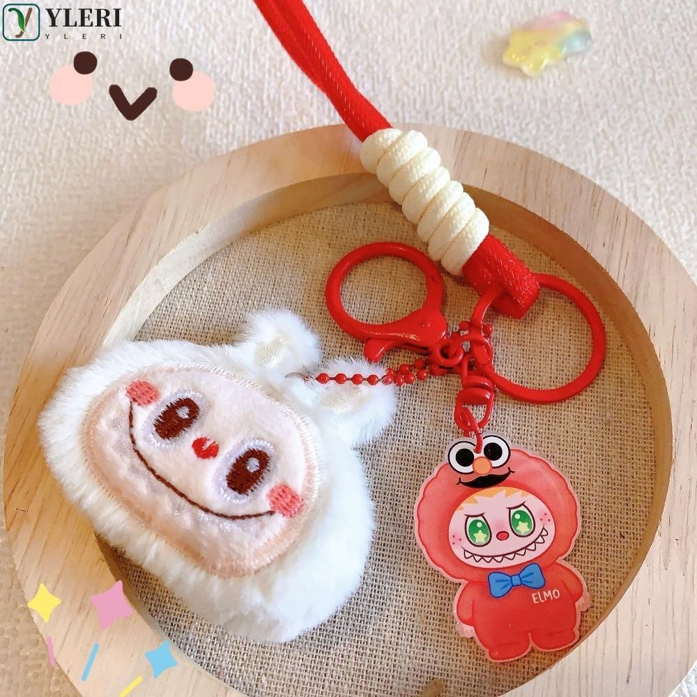 YLERI Labubu Hanging Rope, Kawaii Acrylic Plush Doll Key Ring, Lovely ...