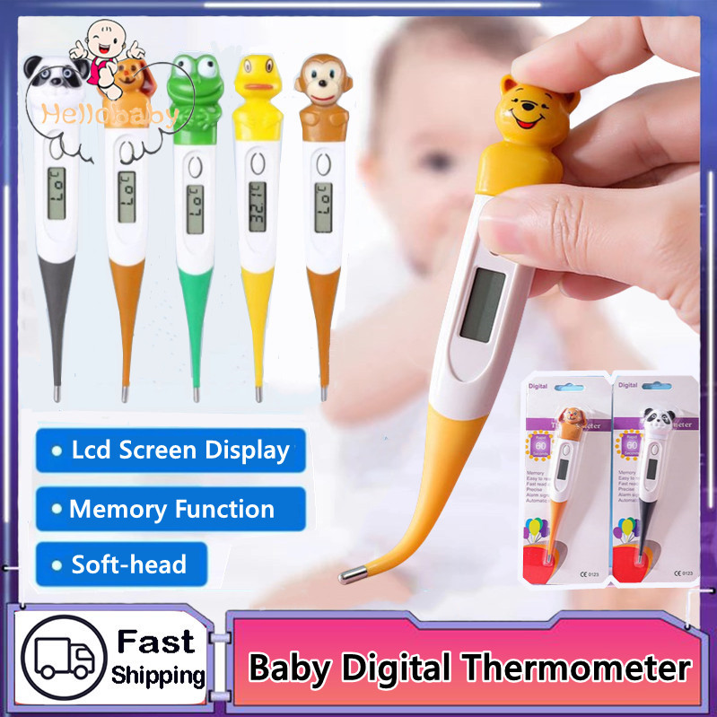 Kids Cartoon Digital Thermometer Baby Cute LCD Screen Display Soft-head ...