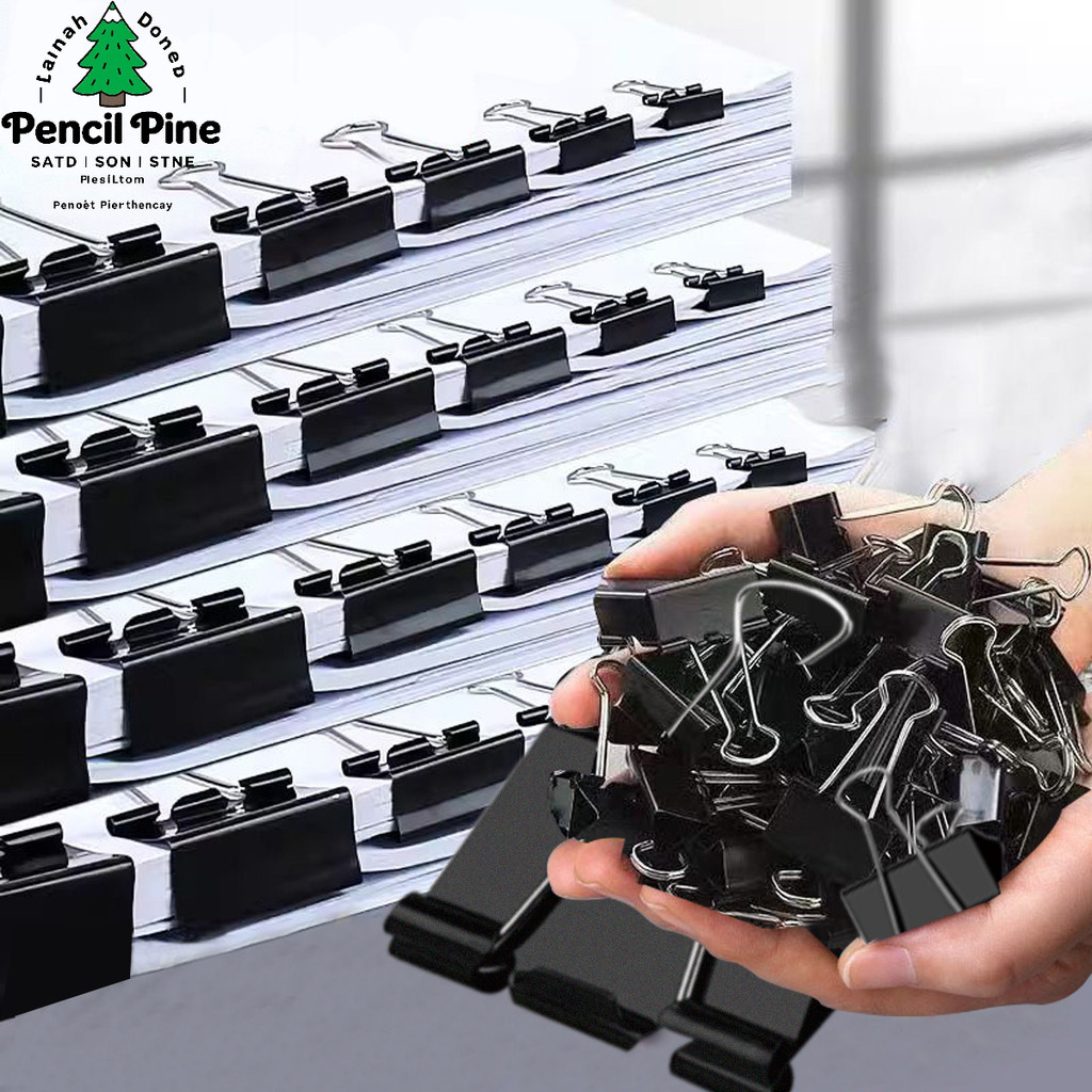 12Pcs/Box Metal Binder Clip Paper Clamp Office School Binding Student ...