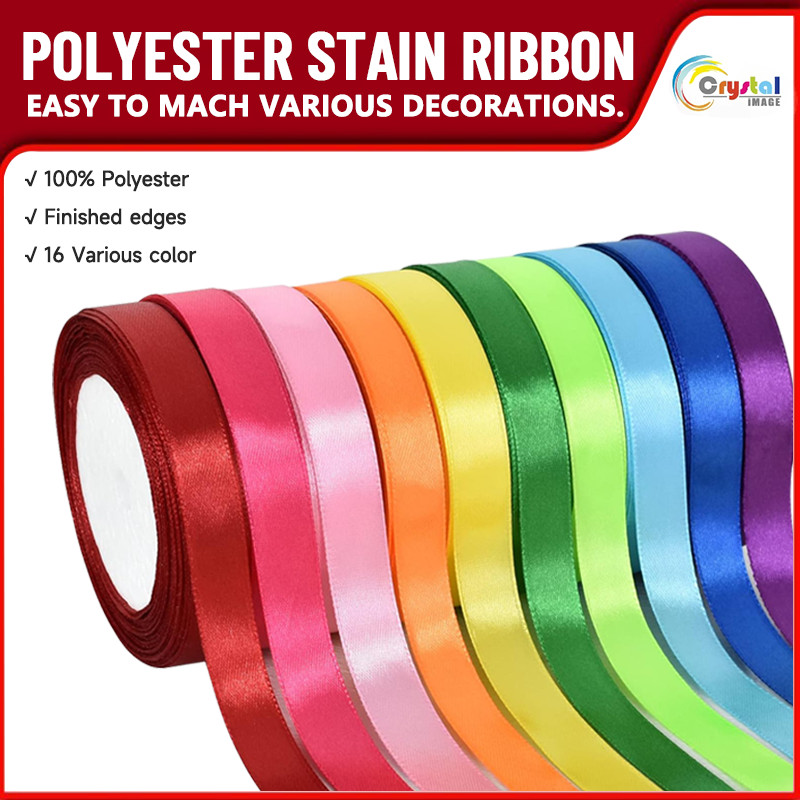 Polyester Stain Ribbon 16 Colors 50m Invitation Letter Bow Hair ...