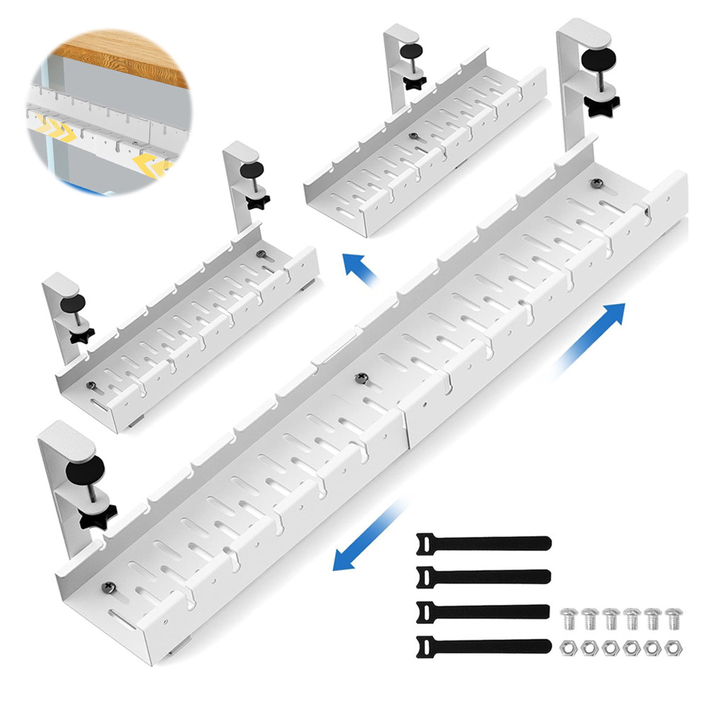 Expandable Under Desk Cable Management Tray Heavy Duty Cord Organizer ...
