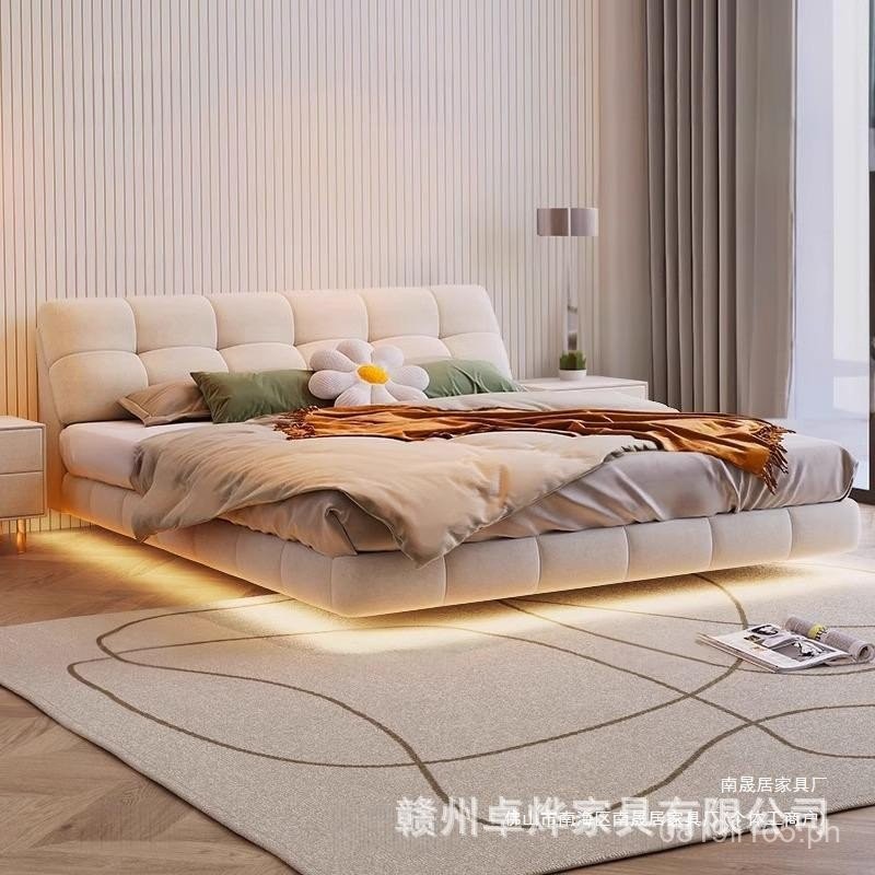 Master Bedroom Double Bed Rice Puff Soft Cover Wedding Bed Single Bed ...