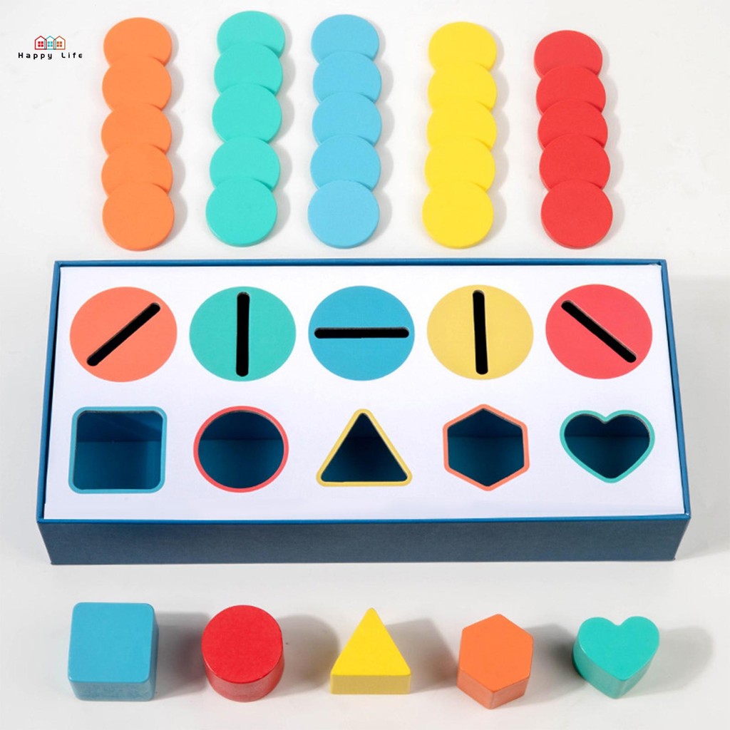 Montessori Wooden Shape & Color Sorting Toys Fine Motor Skill ...