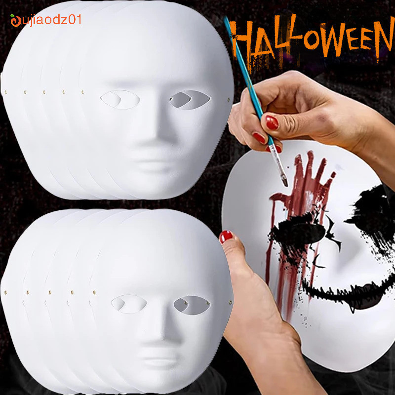 Sewroro 15-Pack Blank Cat Masks - Paintable White Paper Masks For Halloween & Cosplay