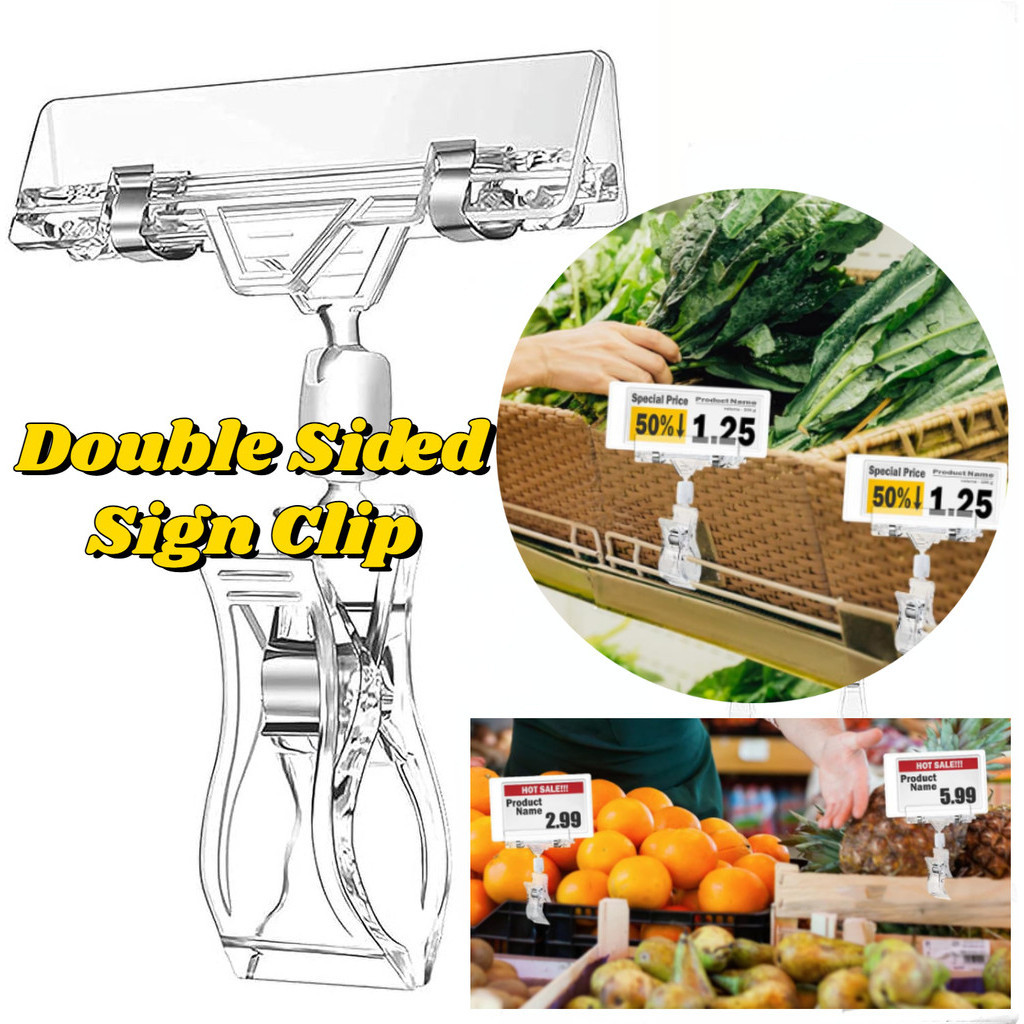 10pcs Double Sided Sign Clip, Clear Retail Merchandising Signs Price ...