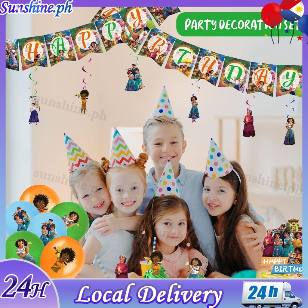 Movie Encanto Happy Birthday Party Decoration Set with Pull Flag Socket ...