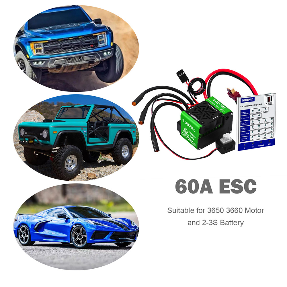 60A Brushless RC ESC 23S Waterproof Electric Speed Controller for 1/10