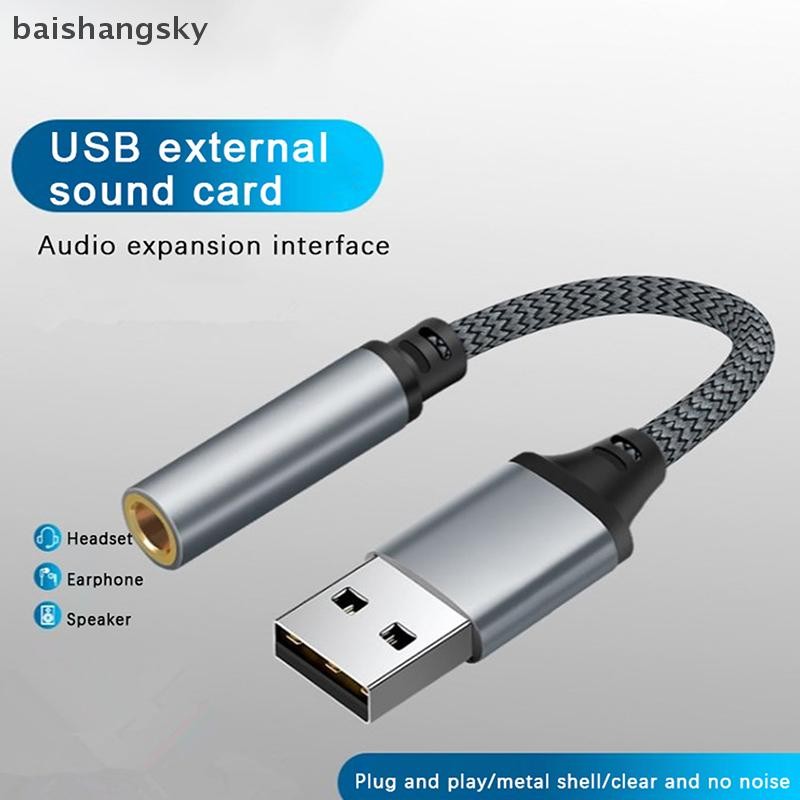 baishangsky USB External Sound Card 3.5mm Jack Female Audio Adapter