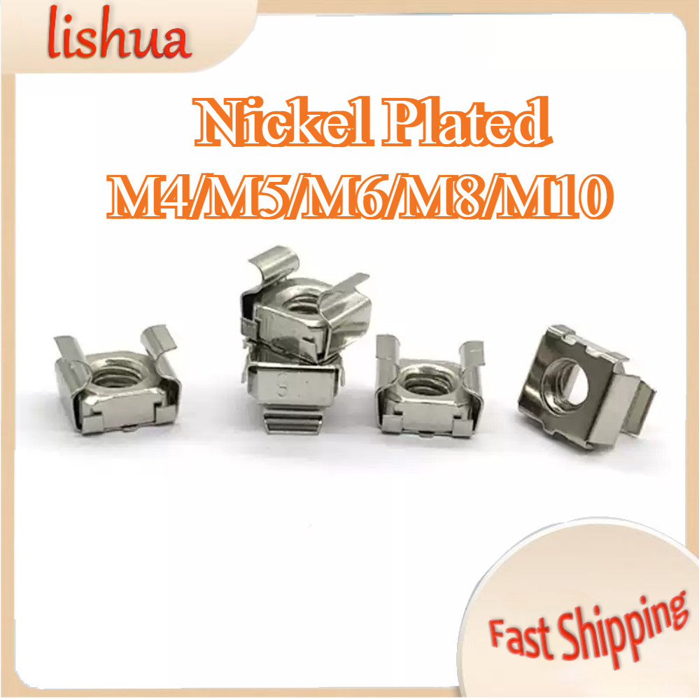 Clip-On Cage Nut (Nickel Plated) - Floating Cabinet Nut, Metal Square ...