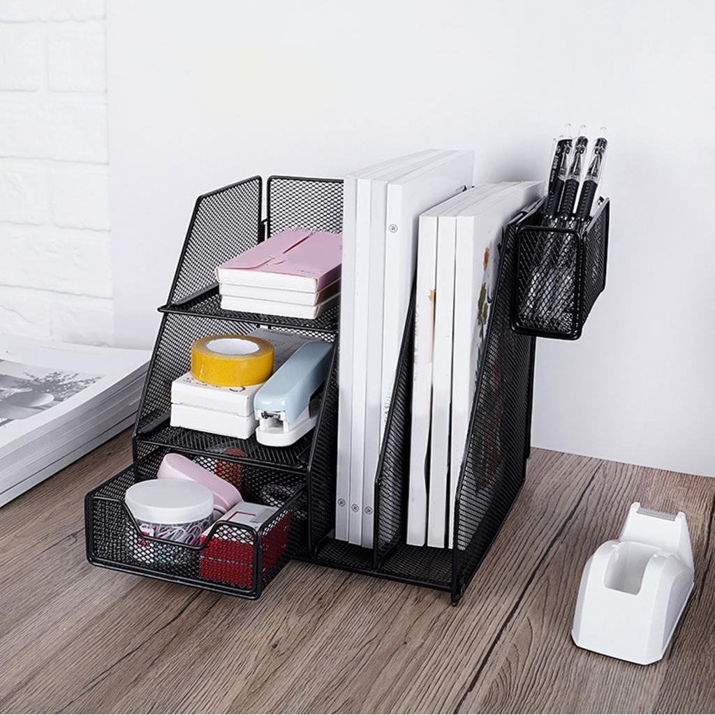 ooidshop-ph 3 Tier Desk Organizer with File Holder Mesh Paper Letter ...