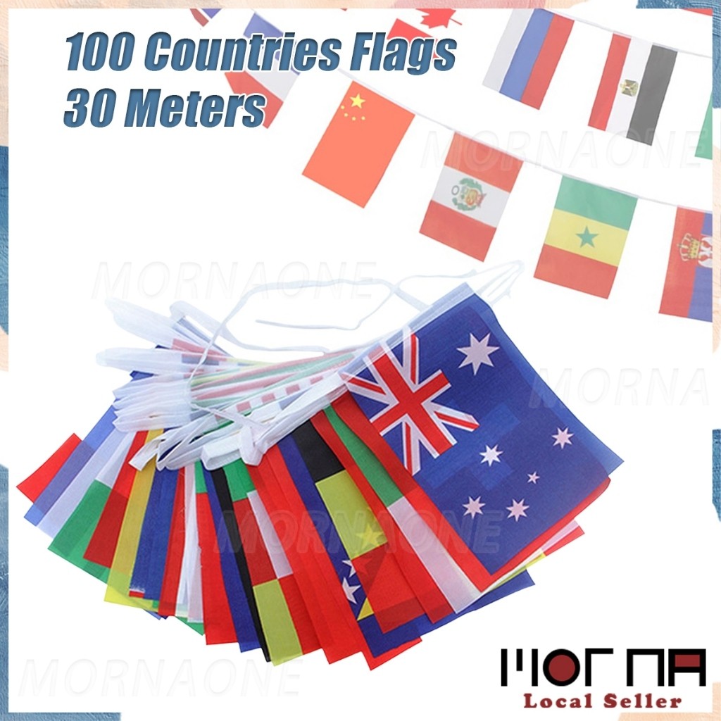 30 Meters World Flags String Bunting Banners 100-Country Flags ...