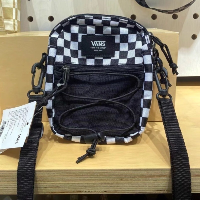 Vans Diagonal Bag Black White Checkered Large Capacity Classic All ...