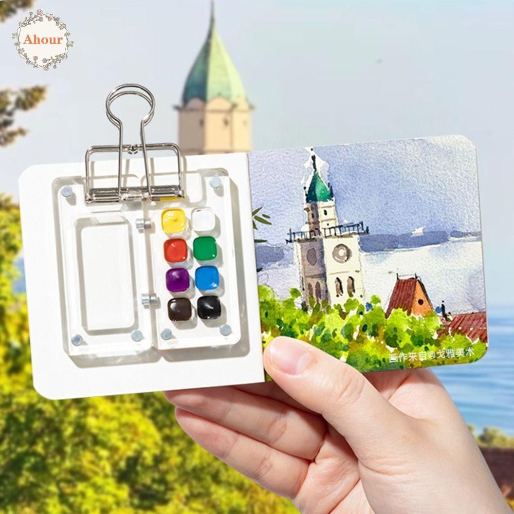 AHOUR Watercolor Paint Palette, Acrylic Mini Paint Pigment Box, Art ...