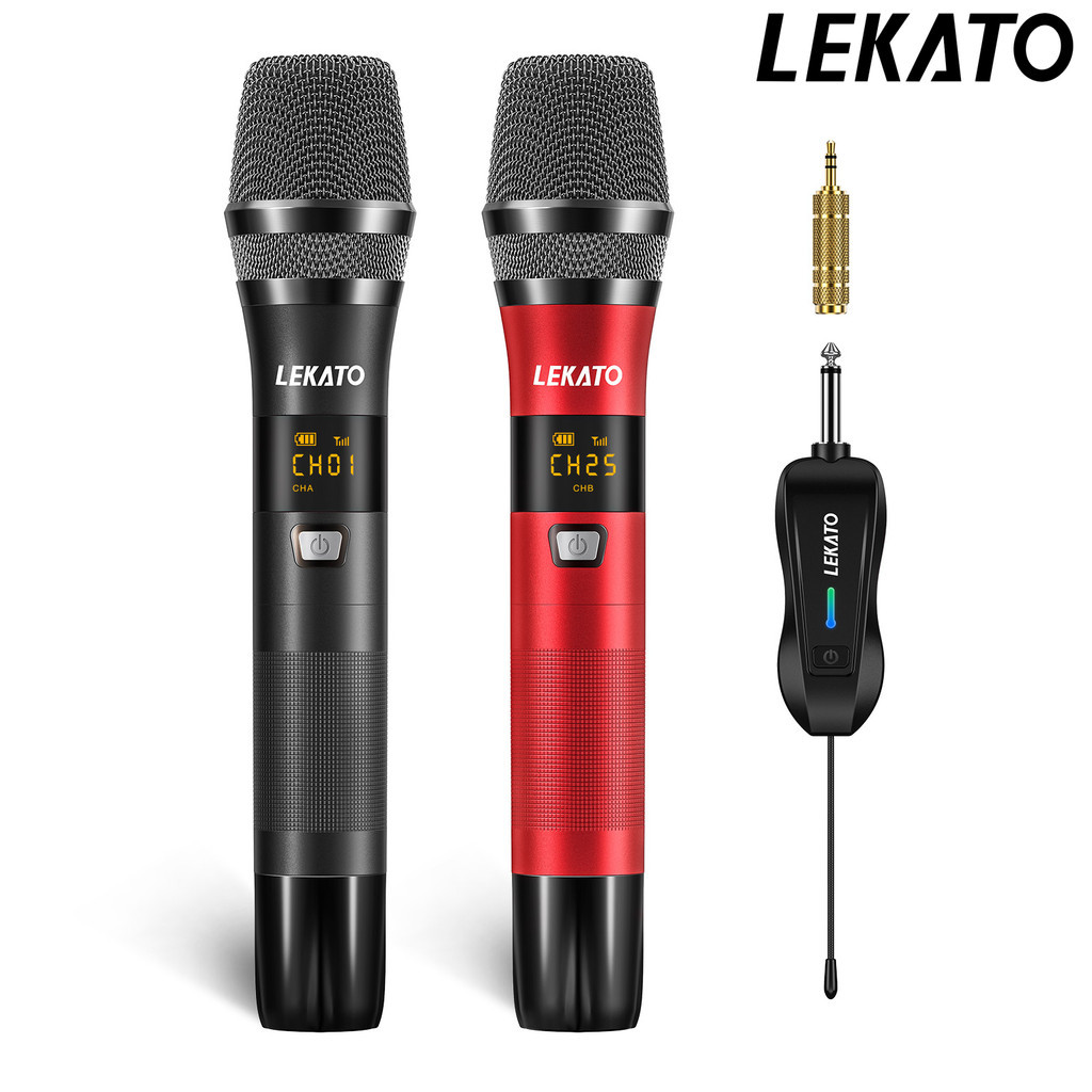 LEKATO 2PCS Karaoke Microphone Machine Wireless Speaker UHF Mic
